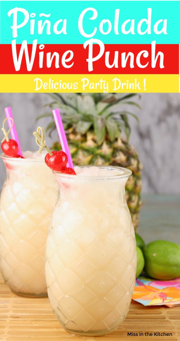 Text overlay pina colada wine punch