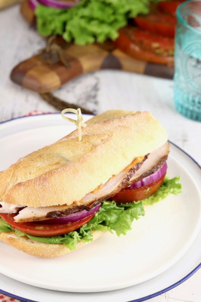 Best Turkey Sandwich with tomato, lettuce, onion and smoked turkey