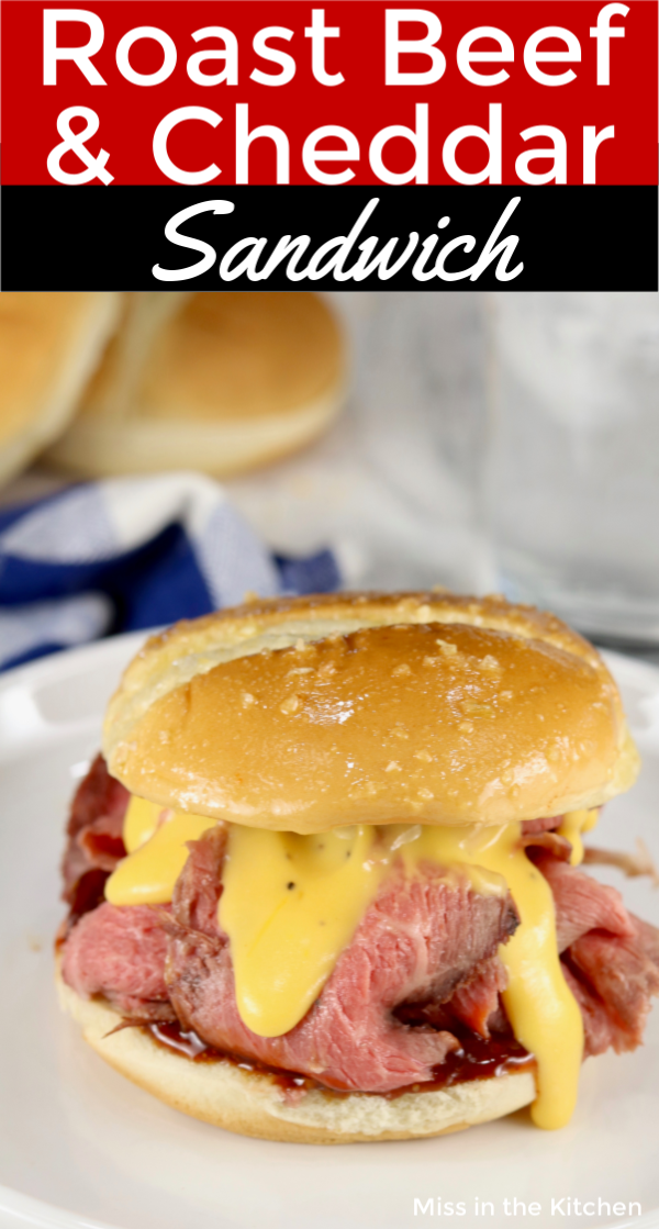 Text overlay Roast Beef & Cheddar Sandwich