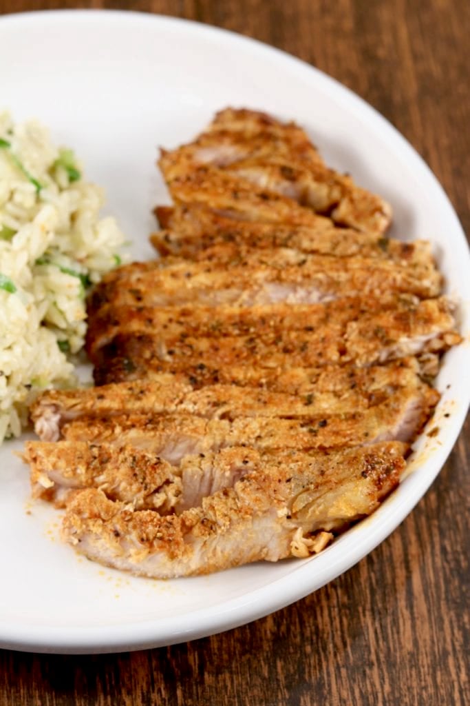 Plated Grilled Blackened Pork Chop