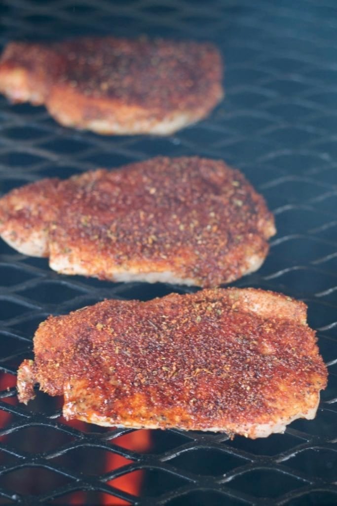 Grilled pork chops with blackened seasoning