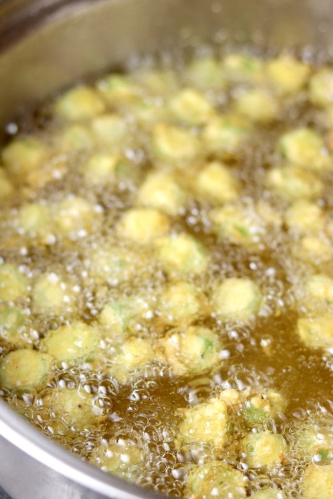Frying okra in vegetable oil