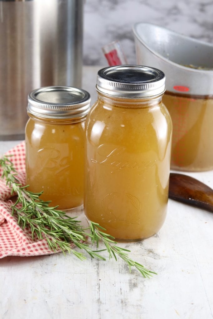 Homemade Turkey Stock in mason jars