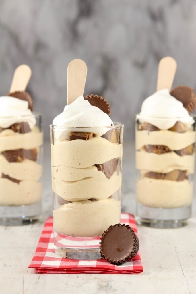 Reese's Peanut Butter Dessert in glasses
