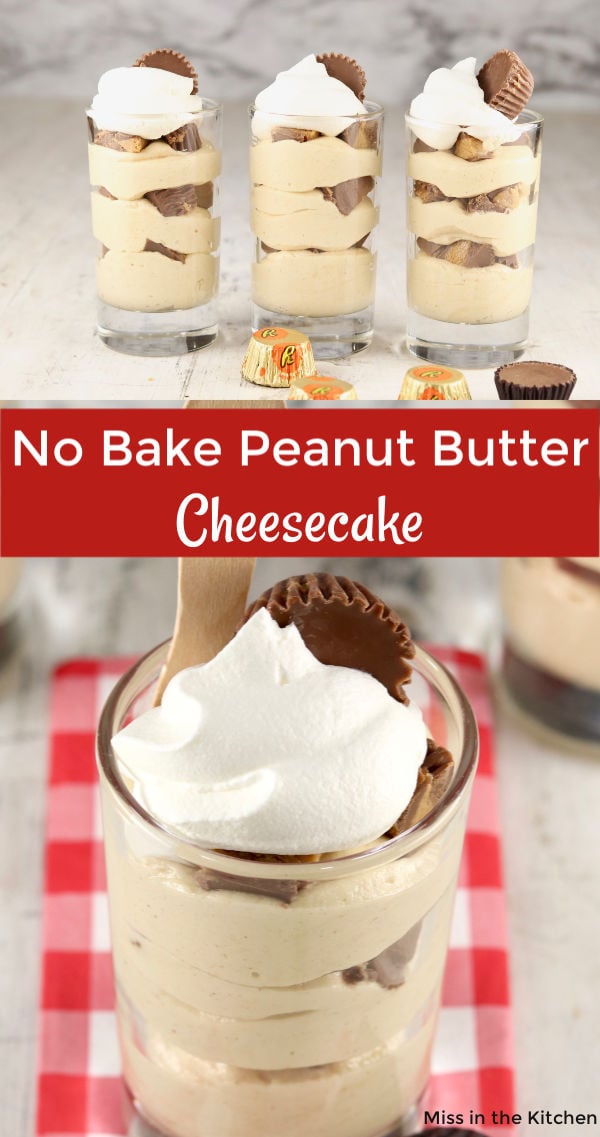 Collage of no bake cheesecake parfait