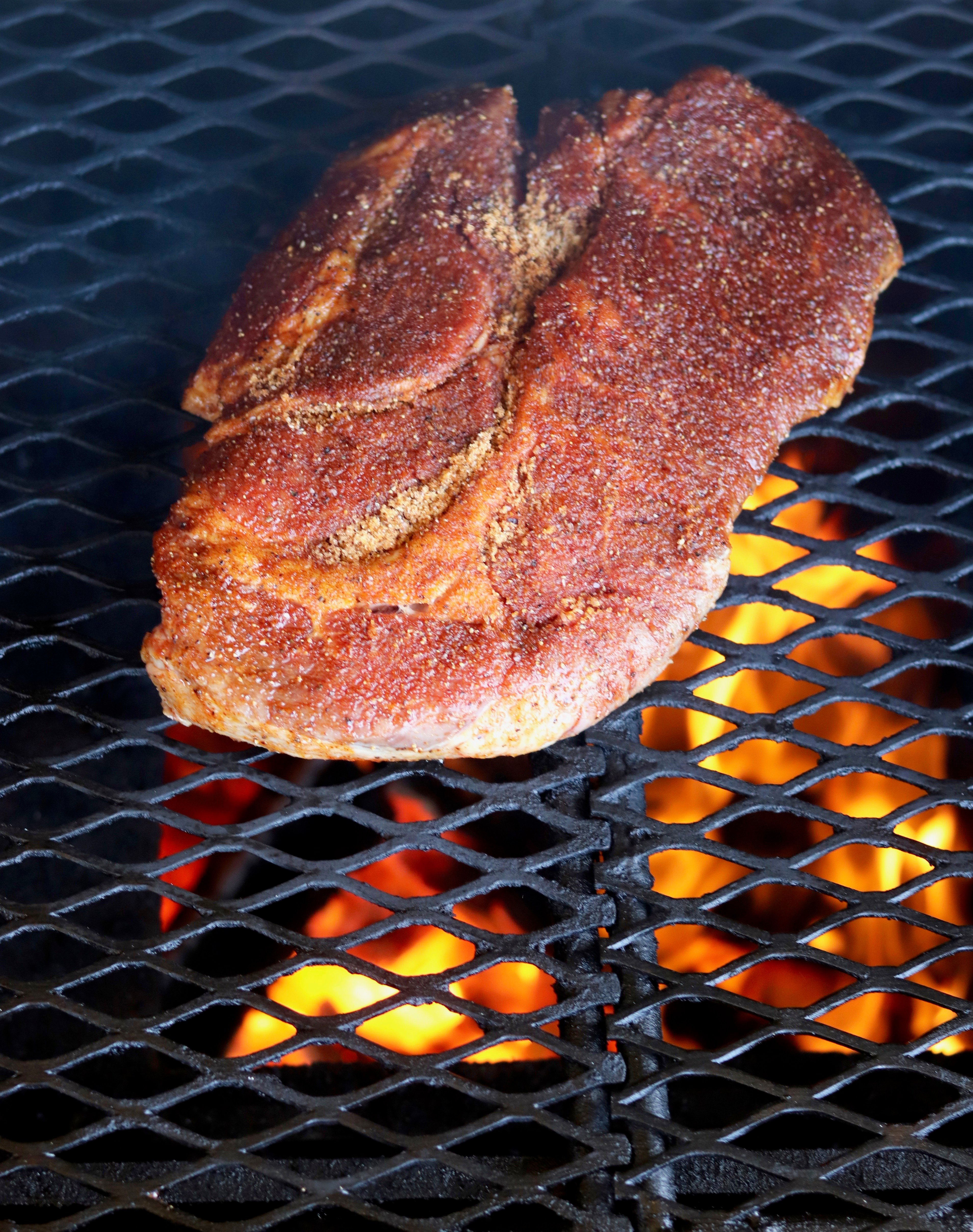 Chuck roast on a wood fired grill