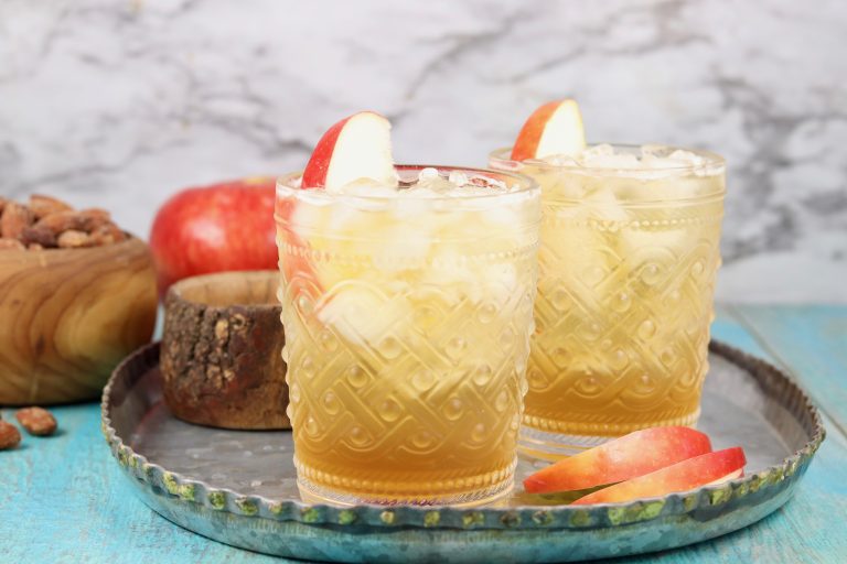 2 glasses of apple cider shandy