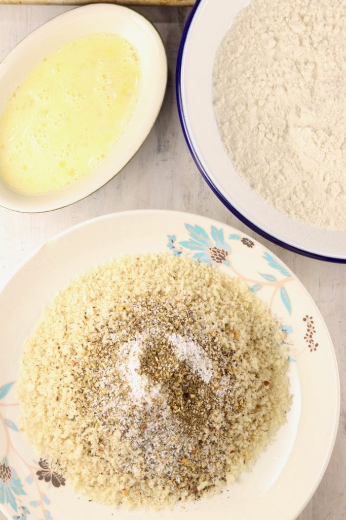 Breading ingredients for homemade fish sticks