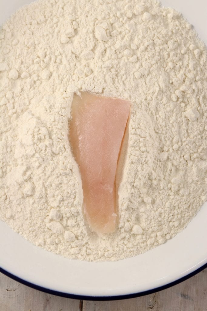 Dredging fish into flour