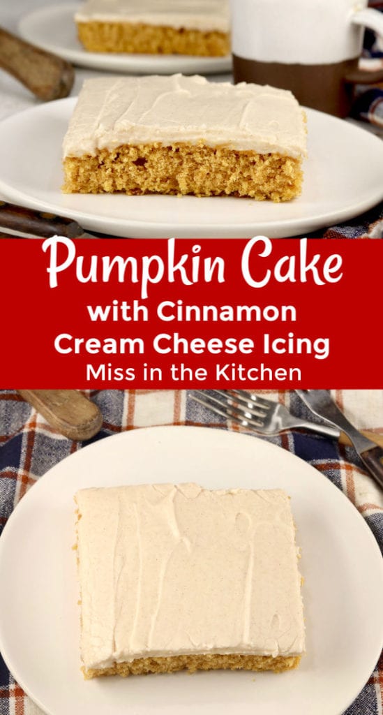 Collage with text overlay pumpkin cake
