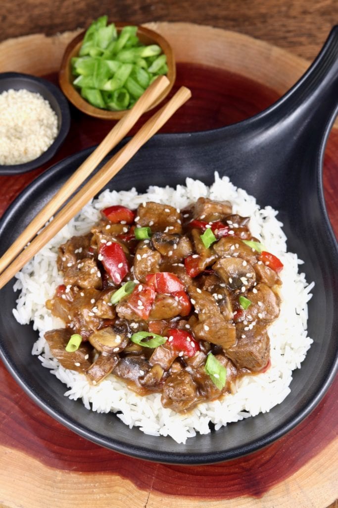 Slow Cooker Teriyaki Beef served over rice