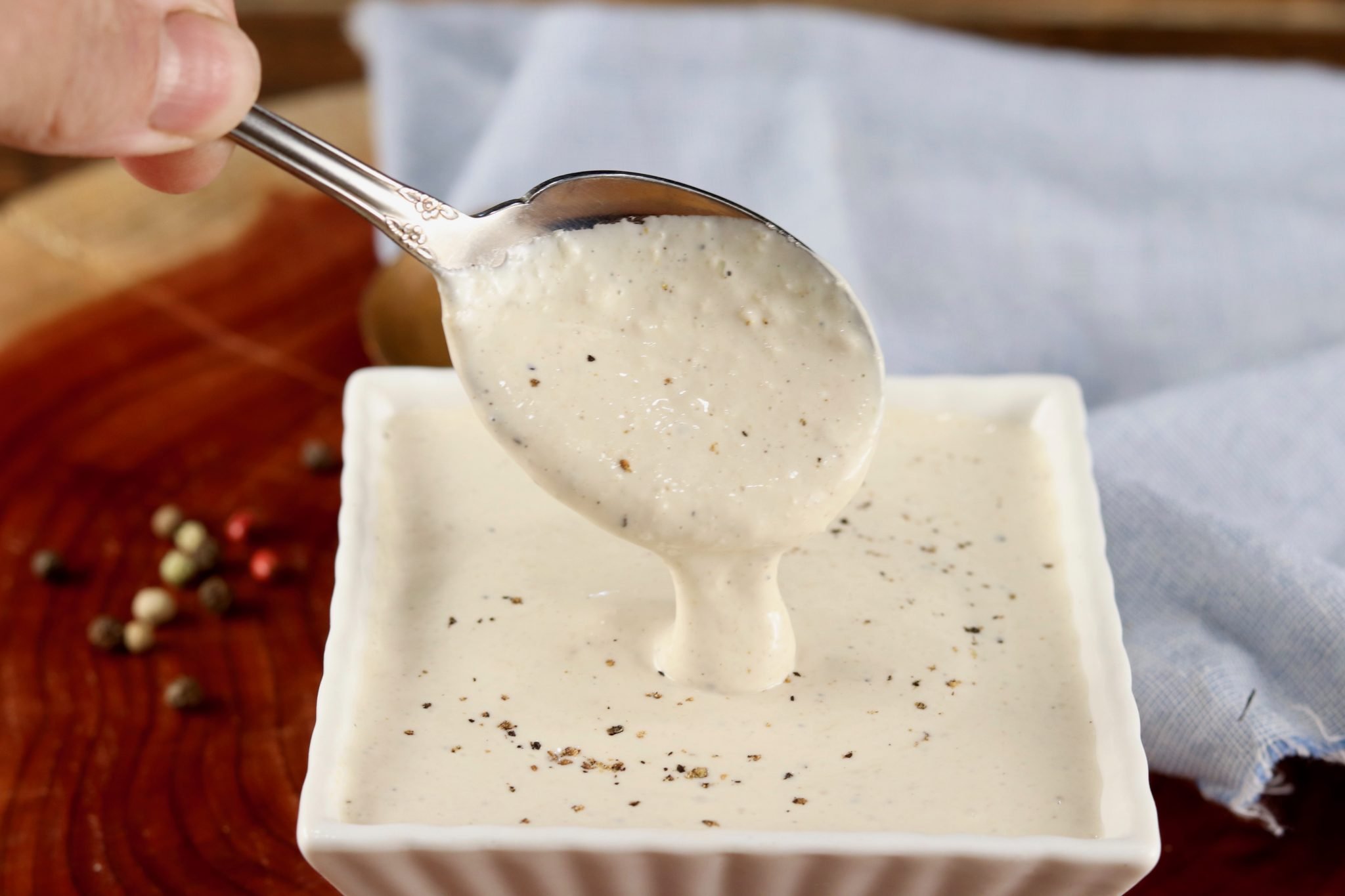 Homemade Horseradish Sauce dipped with a spoon