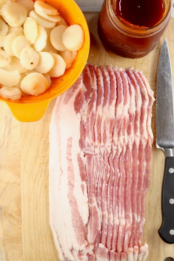 Ingredients for Bacon Wrapped Water Chestnuts Appetizer