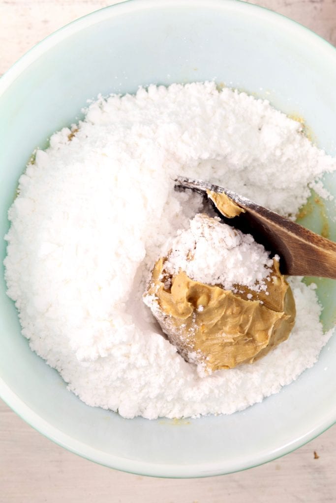 Powdered Sugar & Peanut Butter in a bowl