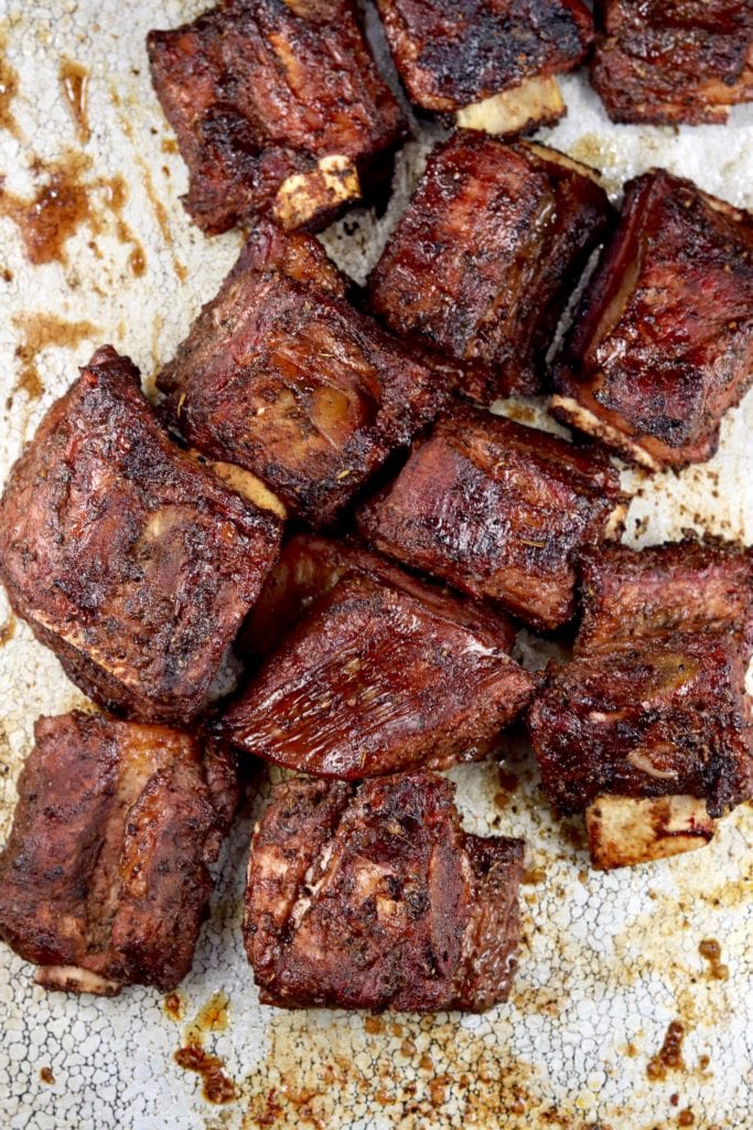 Marinated Beef Ribs on a sheet pan