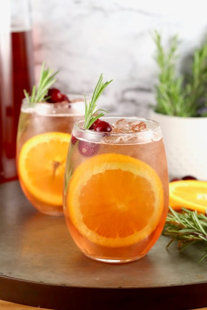 Wine punch with orange garnish