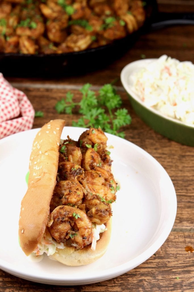 Sandwich with blackened shrimp