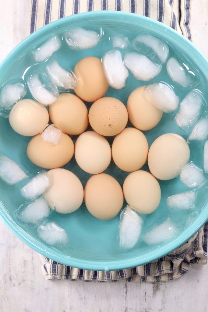 Boiled Eggs in an ice water bath 