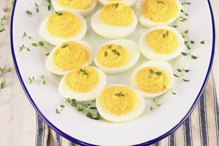 Tray of deviled eggs