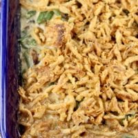 Overhead view of green bean casserole