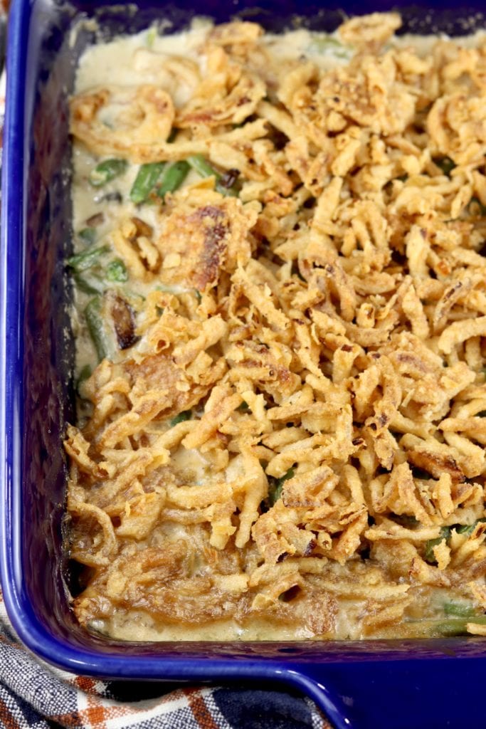 Overhead view of green bean casserole
