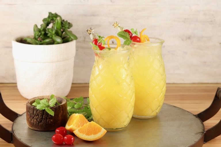 Pineapple cocktail on a tray