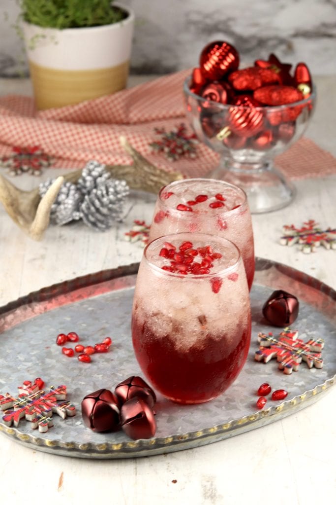 Tray of pomegranate cocktails