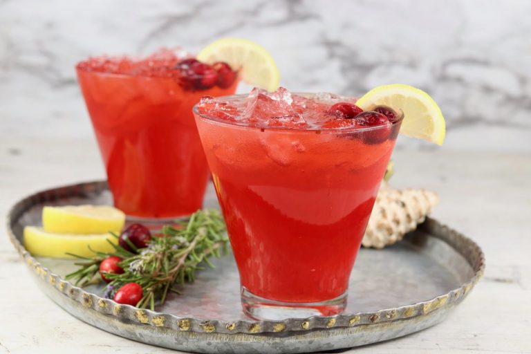 Cranberry Vodka Cocktails on a platter