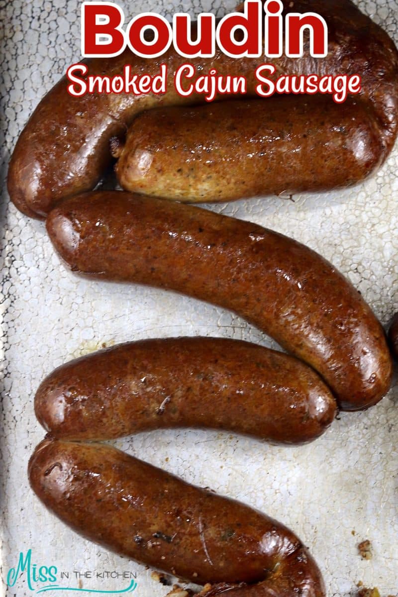 Boudin sausage links - text overlay.