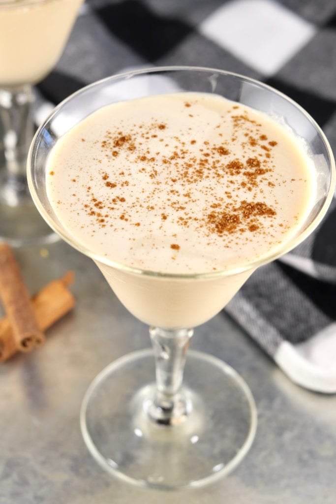 Brandy Alexander cocktail with cinnamon garnish
