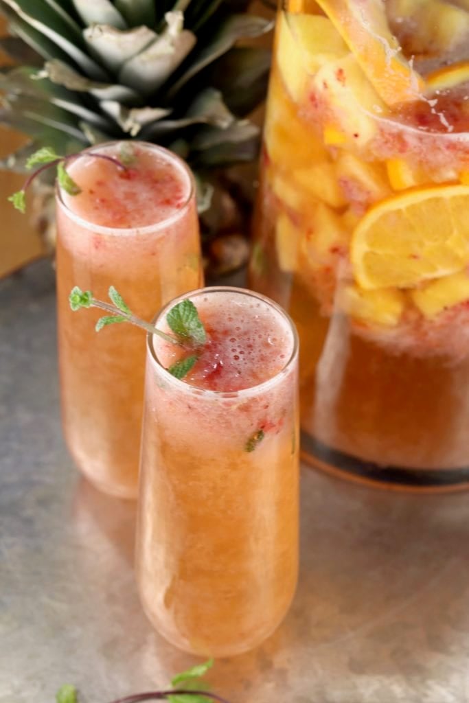 Party Cocktail with champagne in flutes