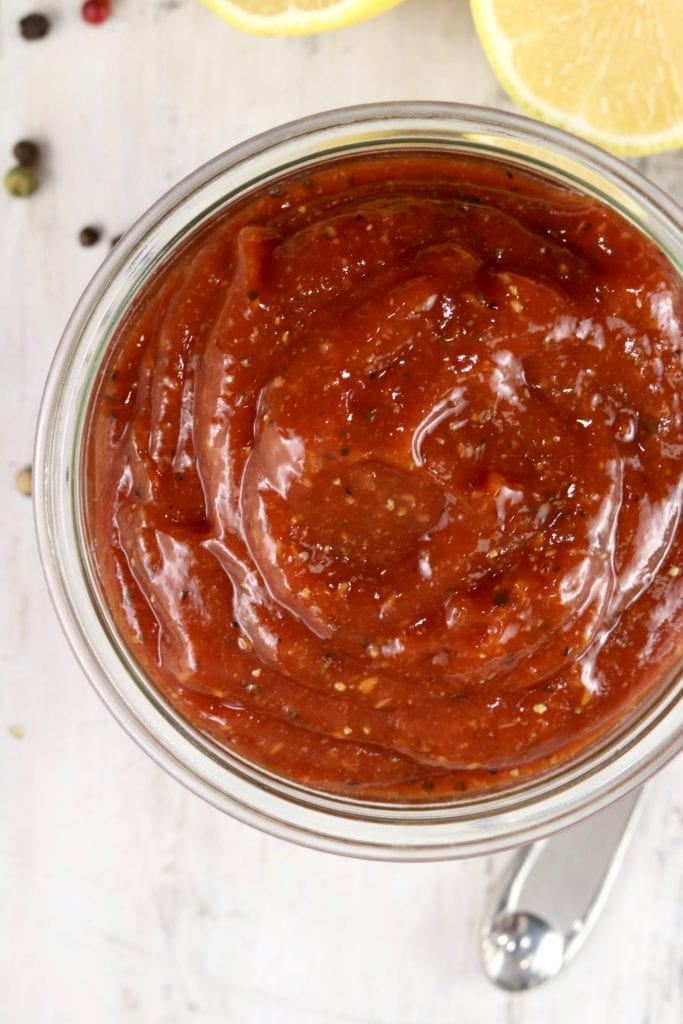 Close up of bowl of cocktail sauce