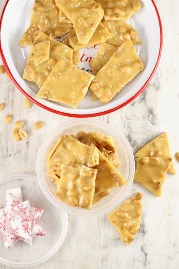 Tray of peanut brittle 