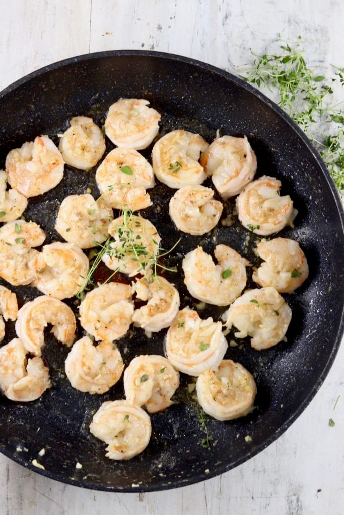 Garlic Butter Shrimp in a pan