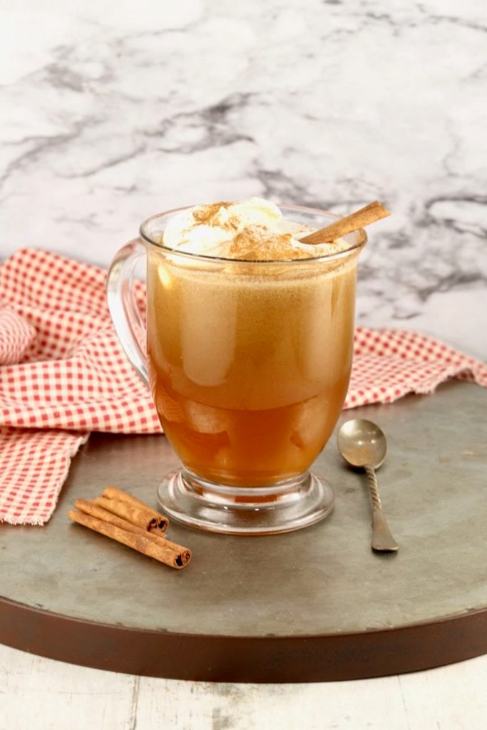 Hot Buttered Rum topped with whipped cream