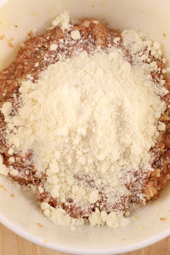 parmesan cheese in meatball mixture
