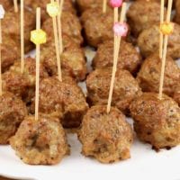 Sausage Meatballs on party picks