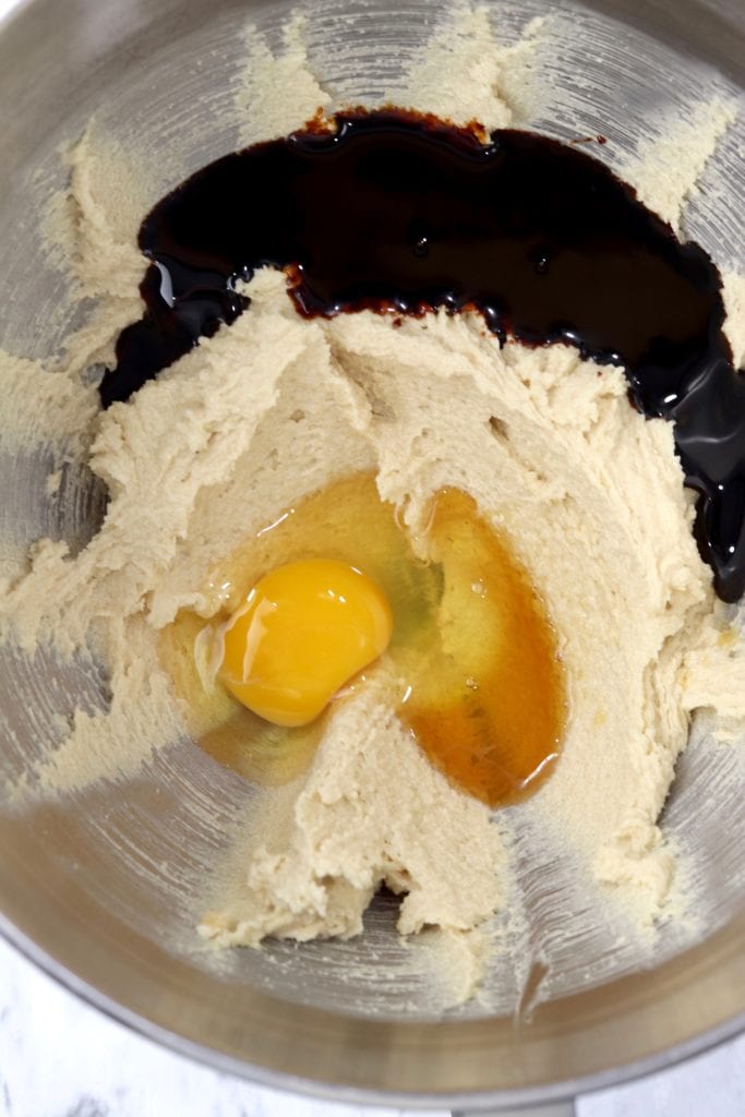 Molasses and eggs in dough