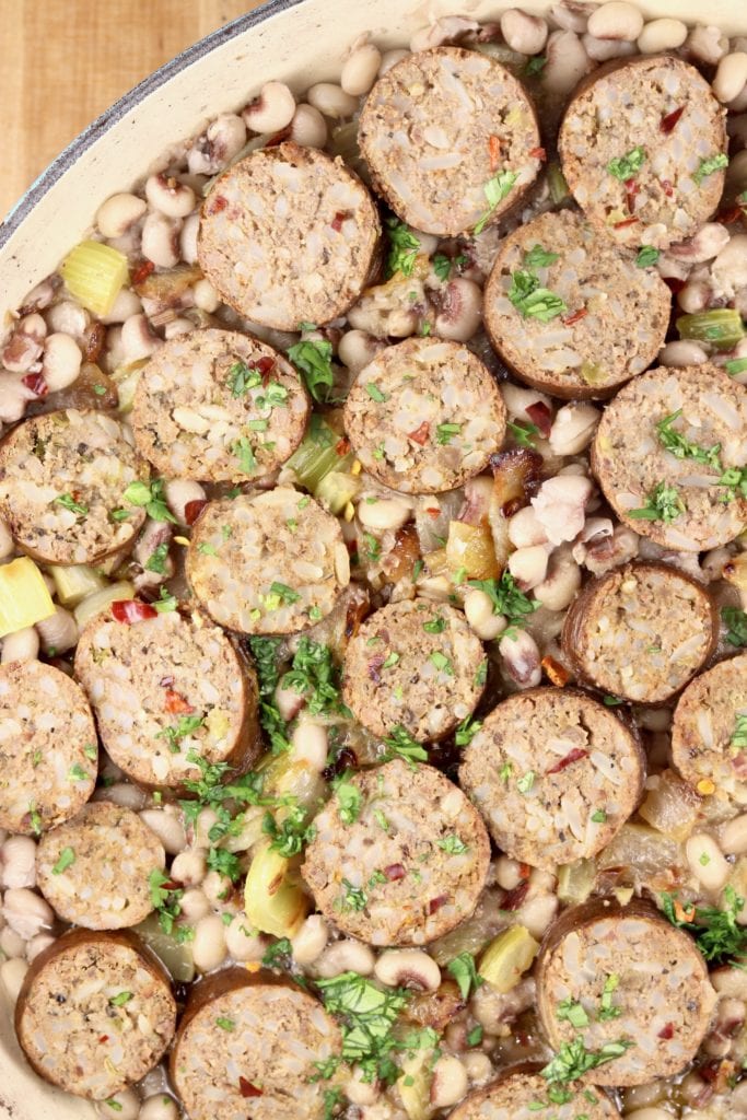Purple Hull Peas with Boudin Sausage