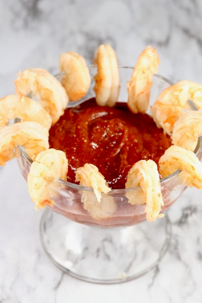 Shrimp Cocktail Appetizer in a glass bowl