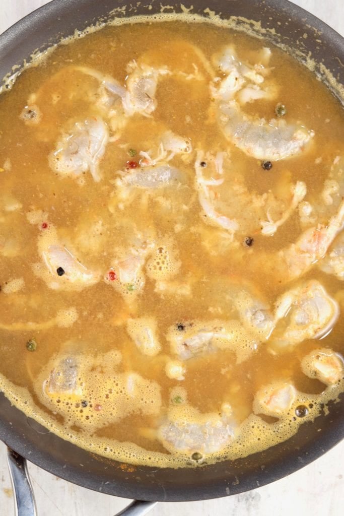 cooking shrimp in broth