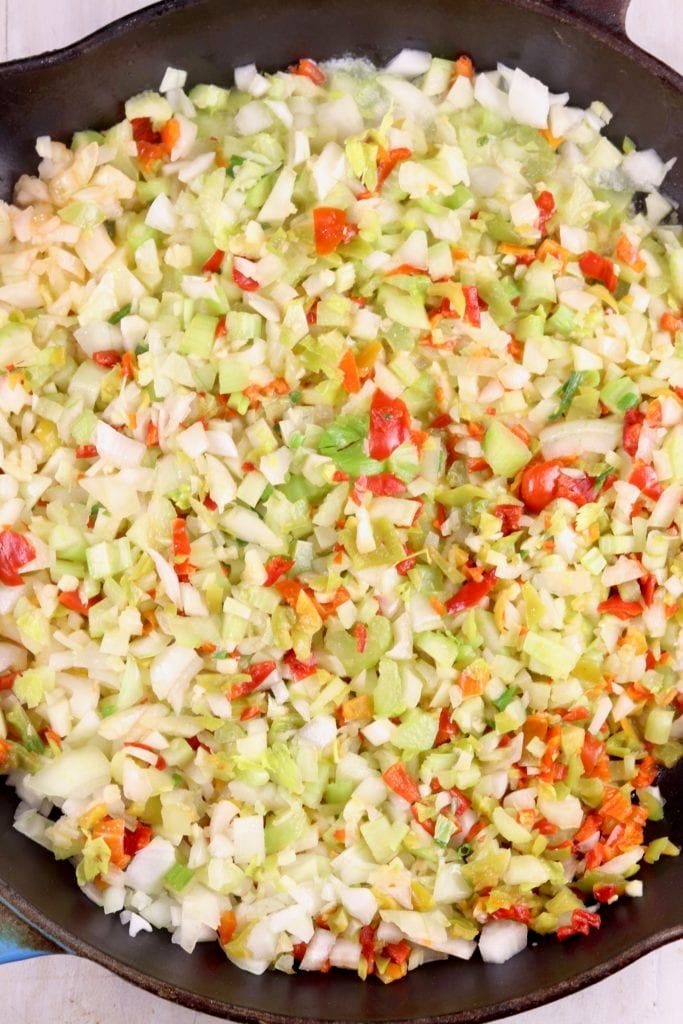 Sauted vegetables in a skillet