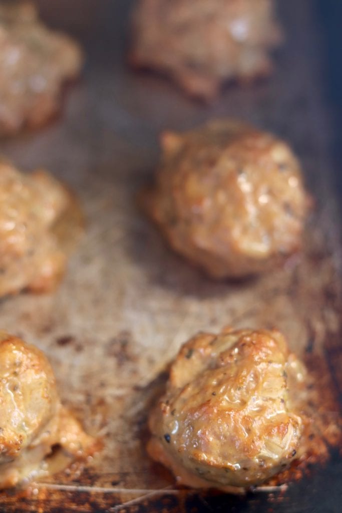 smoking cocktail meatballs on a sheet pan