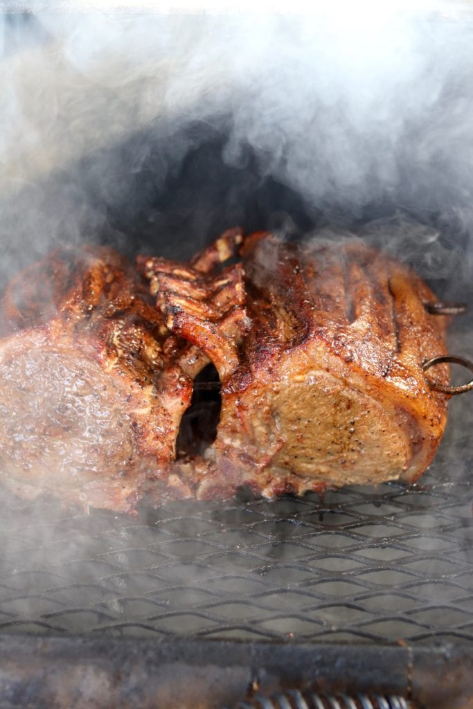 Smoking a pork rib roast