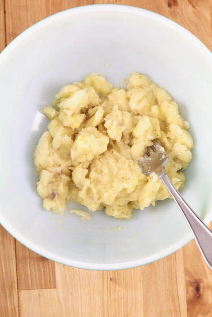 mashed bananas in a bowl