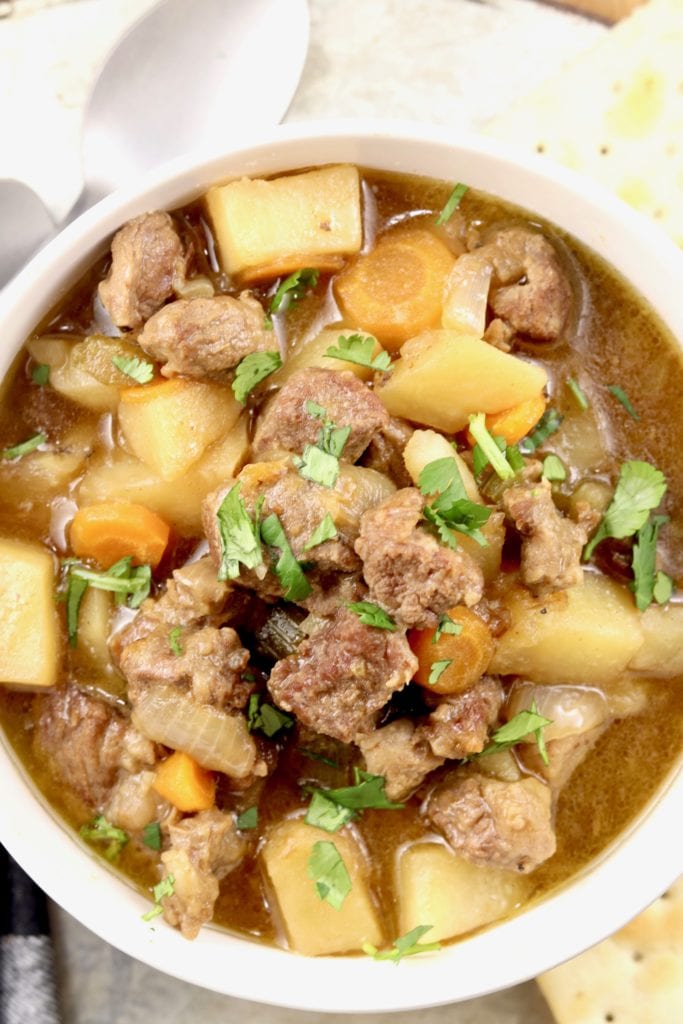 Bowl of beef and vegetable stew