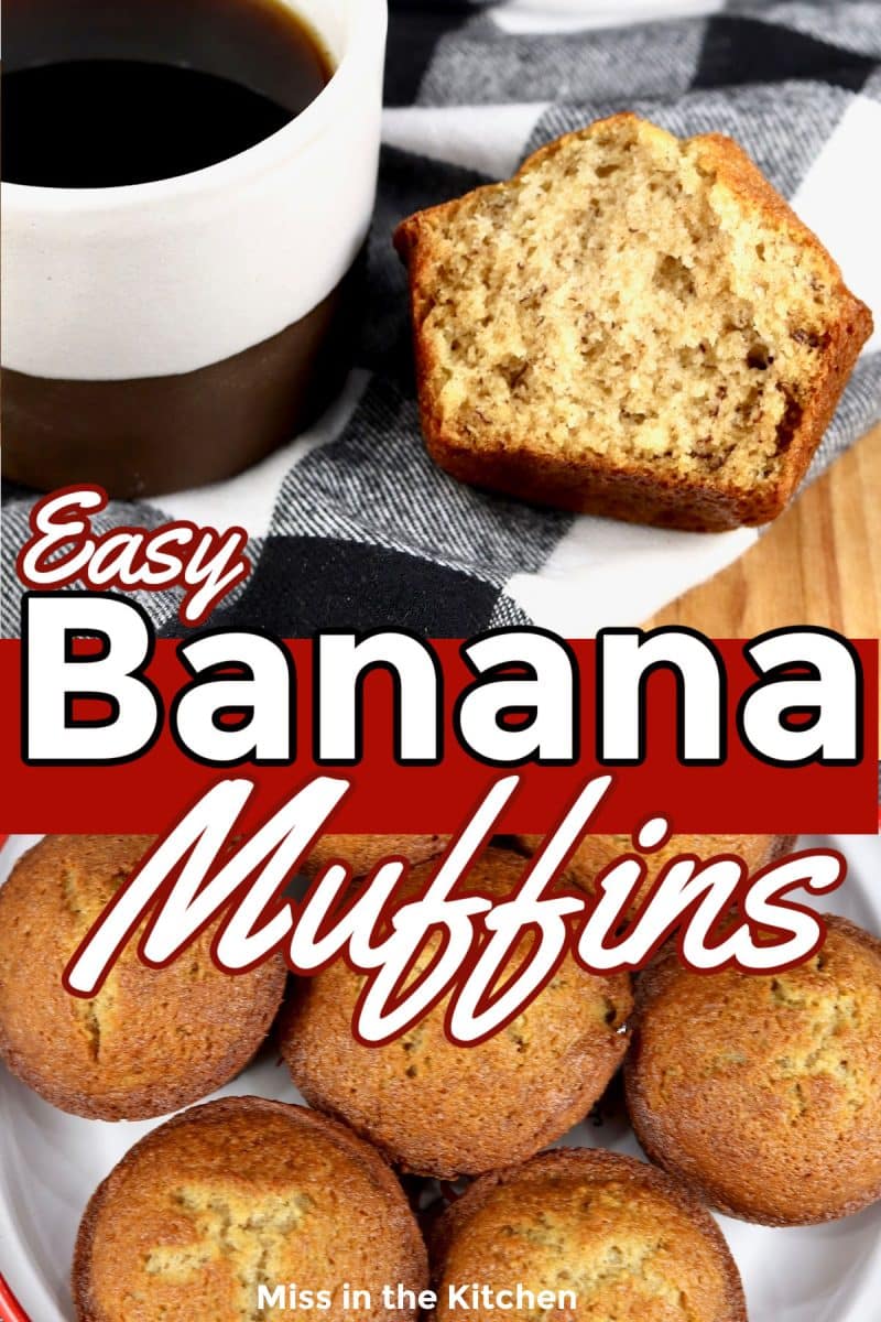 Banana muffins collage - text overlay.