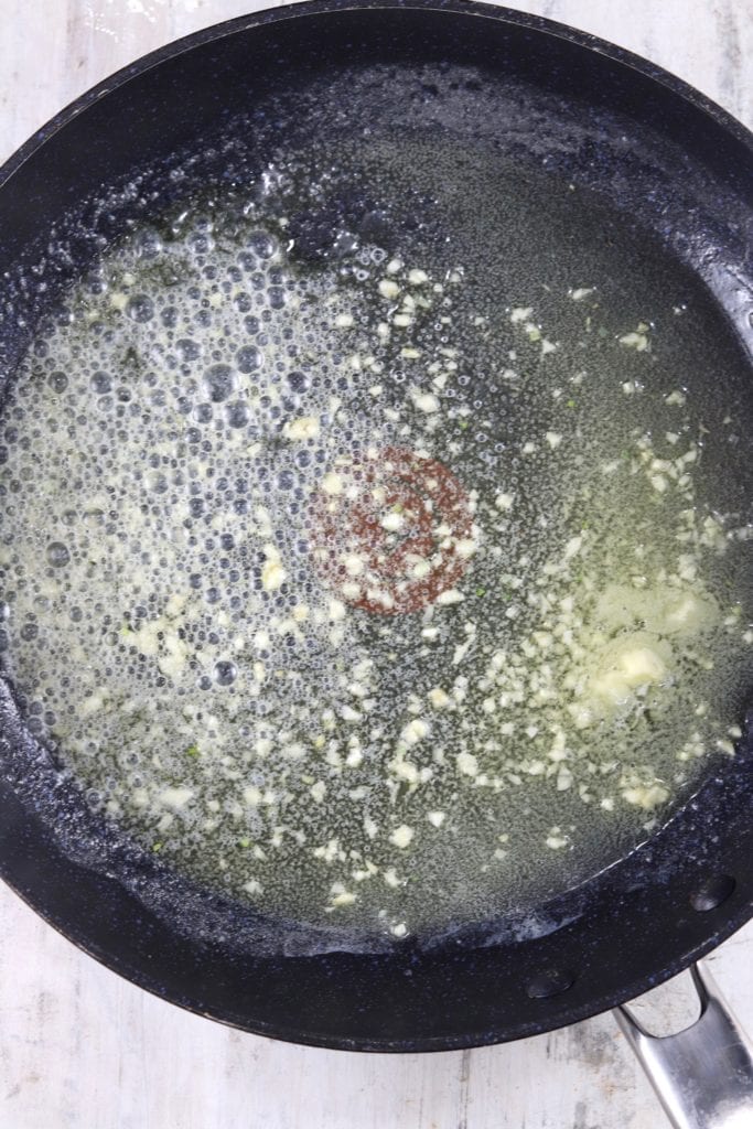 garlic butter in a skillet
