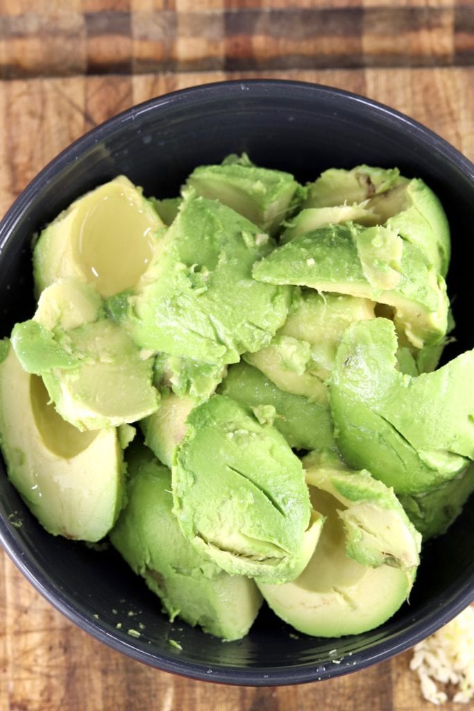 Bowl of avocados that have been peeled
