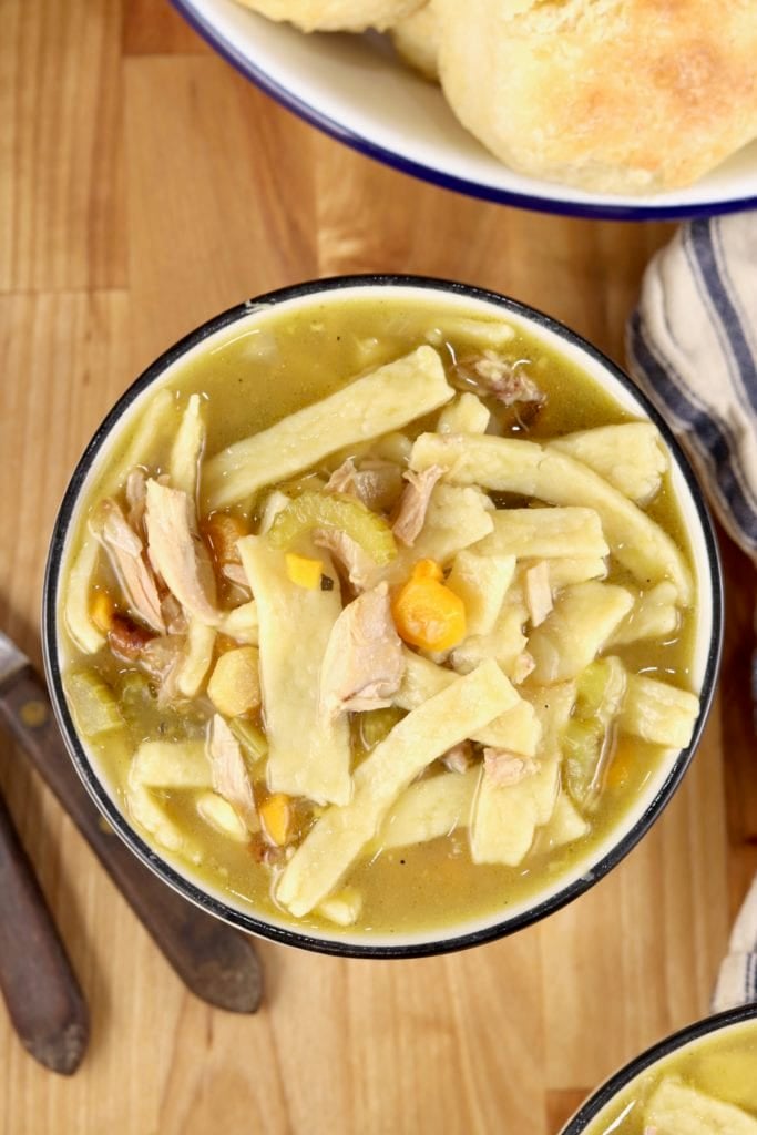 Bowl of homemade chicken noodle soup